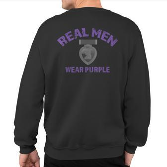Real Wear Purple Wounded Veteran Purple Heart Sweatshirt Back Print - Monsterry CA