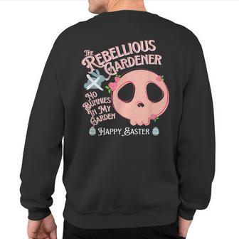 Rebellious Gardener Easter Egg Cute Skull Pink Bunny Sweatshirt Back Print - Monsterry