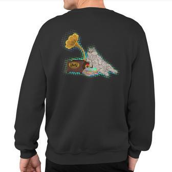 Record Playing Chonky Cat Sweatshirt Back Print - Monsterry AU