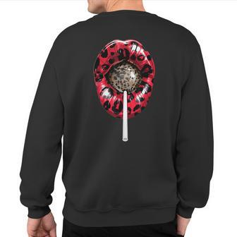 Red Lips Leopard Print Tongue Cheetah Animal Print Sweatshirt Back Print - Monsterry UK