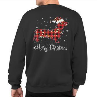 Red Plaid Buffalo Dachshund Merry Christmas Pajamas Sweatshirt Back Print - Monsterry