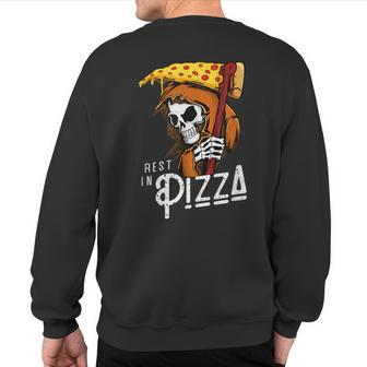 Rest In Pizza Grim Reaper With Fast Food Scythe Sweatshirt Back Print - Monsterry CA