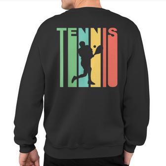 Retro 1970'S Style Tennis Player Silhouette Sports Sweatshirt Back Print - Monsterry DE