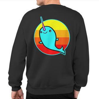 Retro Beach Cute Narwhal 80S Sweatshirt Back Print - Monsterry UK