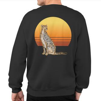 Retro Cheetah Lover Illustration Wild Cat Love Sweatshirt Back Print - Monsterry