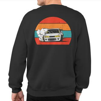 Retro Drifting Racecar Drift Car Sweatshirt Back Print - Monsterry AU