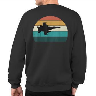 Retro Fighter Aircraft Flying Vintage Sunset Military Jet Sweatshirt Back Print - Monsterry