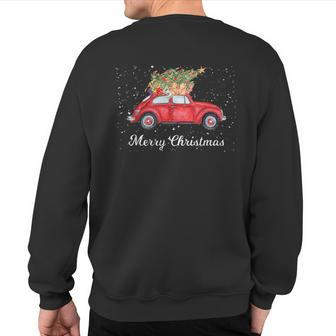Retro Red Cars Christmas Tree On Car Xmas Vacation Sweatshirt Back Print - Monsterry DE