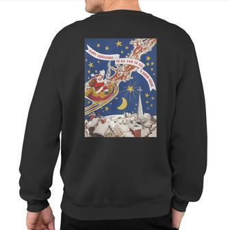 Retro Santa Claus Twas The Night Before Christmas Sweatshirt Back Print - Monsterry