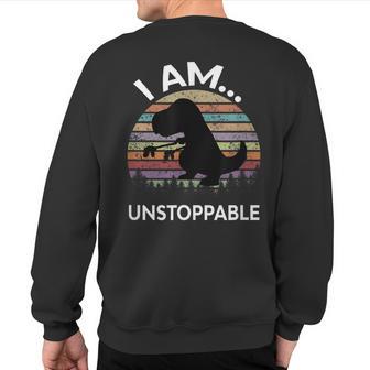 Retro T-Rex Dinosaur I'm An Unstoppable Sweatshirt Back Print - Monsterry UK