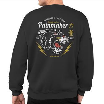 Retro Tattoo Parlor Oldschool Panther Head Sweatshirt Back Print - Monsterry AU