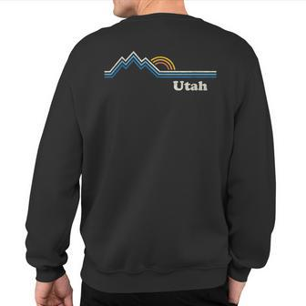 Retro Utah T Vintage Sunrise Mountains Sweatshirt Back Print - Monsterry AU