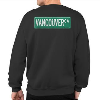 Retro Vancouver Canada Street Sign Sweatshirt Back Print - Monsterry DE