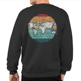 Retro World Map Sweatshirt Back Print - Monsterry CA