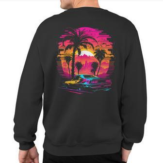 Retrowave Synthwave Aesthetic Sports Car 80S 90S Sweatshirt Back Print - Monsterry
