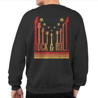Rock And Roll Guitar Lover Vintage Rockers Sweatshirt Back Print - Monsterry