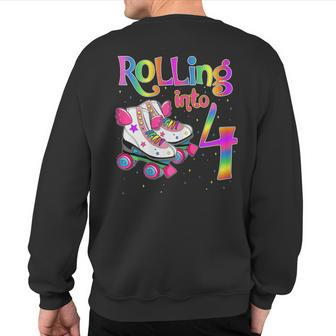 Rolling Into 4 Years Let's Roll I'm Turning 4 Roller Skate Sweatshirt Back Print - Monsterry AU