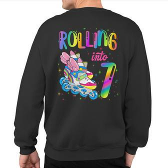 Rolling Into 7 Years Let's Roll I'm Turning 7 Roller Skate Sweatshirt Back Print - Monsterry UK