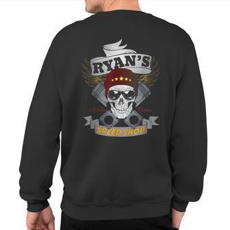 Ryan's Speed Shop Hot Rod Car Guy Sweatshirt Back Print - Monsterry UK