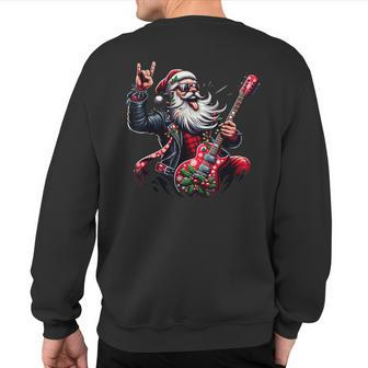Santa Claus Guitar Player Rock & Roll Christmas Sweatshirt Back Print - Seseable