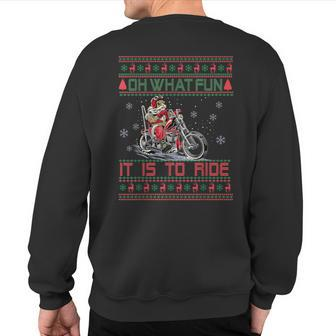 Santa Claus Riding Motorcycle Xmas Biker Present Christmas Sweatshirt Back Print - Monsterry