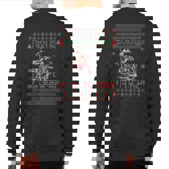 Santa Claus Riding Motorcycle Xmas Biker Present Christmas Sweatshirt Back Print - Monsterry