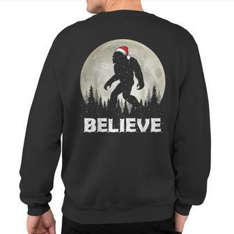Santa Hat Bigfoot Believe Christmas Lights Rock Sasquatch Sweatshirt Back Print - Monsterry AU