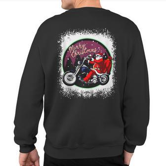 Santa On Motorcycle Christmas Rider Xmas Sweatshirt Back Print - Monsterry UK