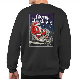Santa Riding Motorcycle Merry Christmas Pajama Sweatshirt Back Print - Monsterry UK