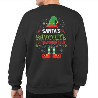 Santa's Favorite Ultrasound Tech Elf Christmas Light Sweatshirt Back Print - Monsterry UK
