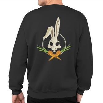 Skull Rabbit Crossbones Carrots Easter Day Emo Bunny Goth Sweatshirt Back Print - Monsterry