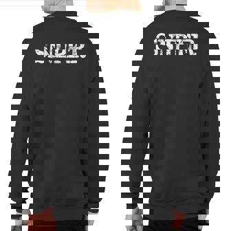 Sniper Distressed Retro Military Sweatshirt Back Print - Monsterry