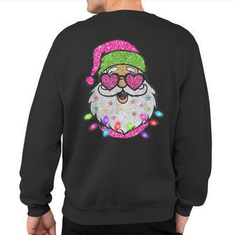Sparkly Sequin Santa Xmas Lights Christmas Pajamas Sweatshirt Back Print | Mazezy
