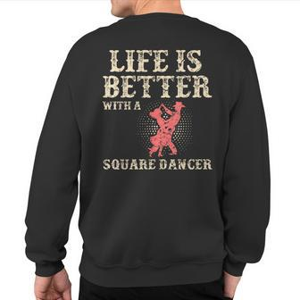 Square Dance Western Dancing Line Dancer Sweatshirt Back Print - Monsterry
