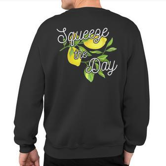 Squeeze The Day Lemons And Leaves Cute Sweatshirt Back Print - Monsterry