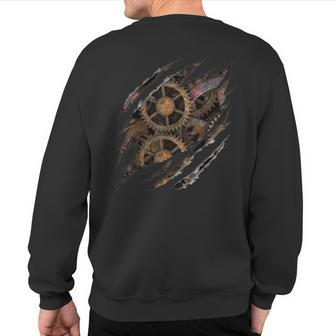 Steampunk Clockwork T Mechanical Gears Sweatshirt Back Print - Monsterry AU