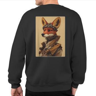 Steampunk Fox Steampunk Steampunk Fox Sweatshirt Back Print - Monsterry