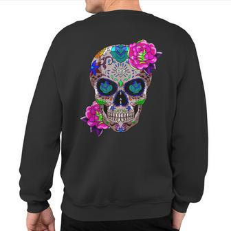 Sugar Skull Day Of The Dead Cool Bone Head Skulls Idea Sweatshirt Back Print - Monsterry