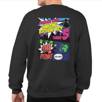 Superhero Birthday Boy Turns 5 Amazing Awesome Super Sweatshirt Back Print - Monsterry UK