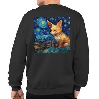 Surreal Starry Night Fennec Fox Sweatshirt Back Print - Thegiftio UK