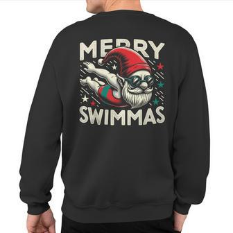 Swimming Gnome Merry Swimmas Swimmer Christmas Sweatshirt Back Print | Mazezy