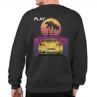 Synthwave Jdm Car Retro Drifting Racecar Retrowave Car Sweatshirt Back Print - Monsterry DE