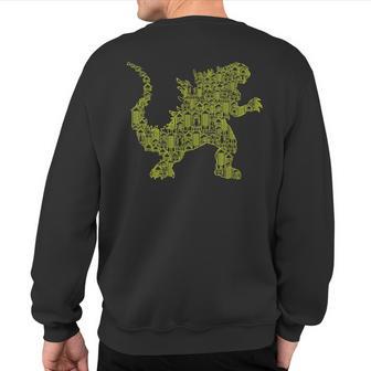 T-Rex Monster Kaiju Robot City Giant Dinosaur Sweatshirt Back Print - Monsterry UK