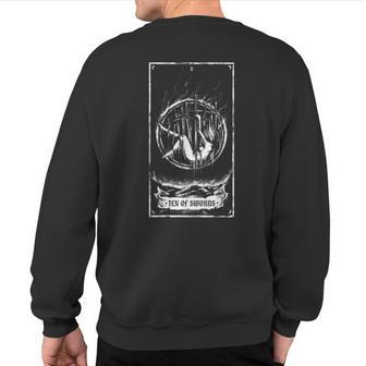 Ten Of Swords Tarot Card Occult Pagan Wiccan Witch Gothic Sweatshirt Back Print - Monsterry