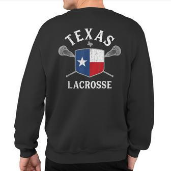 Texas Lacrosse T Vintage Retro Lax State Flag Sweatshirt Back Print - Monsterry CA