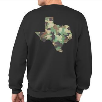 Texas Map Camo Outdoor Camouflage Hunters Military Sweatshirt Back Print - Monsterry