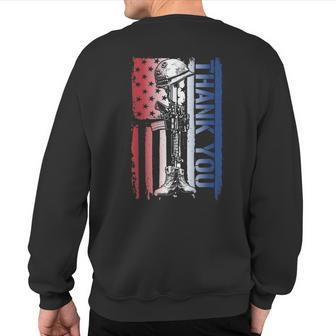 Thank You Veteran's Day American Flag Military Appreciation Sweatshirt Back Print - Monsterry AU