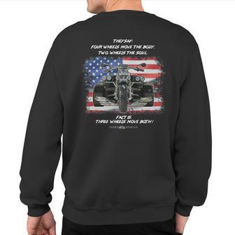 Three Wheels Do Both Usa Flags Trike Sweatshirt Back Print - Monsterry UK