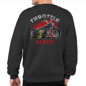 Throttle Addict Awesome Cool Bobber Motorcycle Sweatshirt Back Print - Monsterry CA