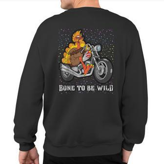 Turkey Riding Motorcycle Thanksgiving Day Rider Biker Sweatshirt Back Print - Monsterry